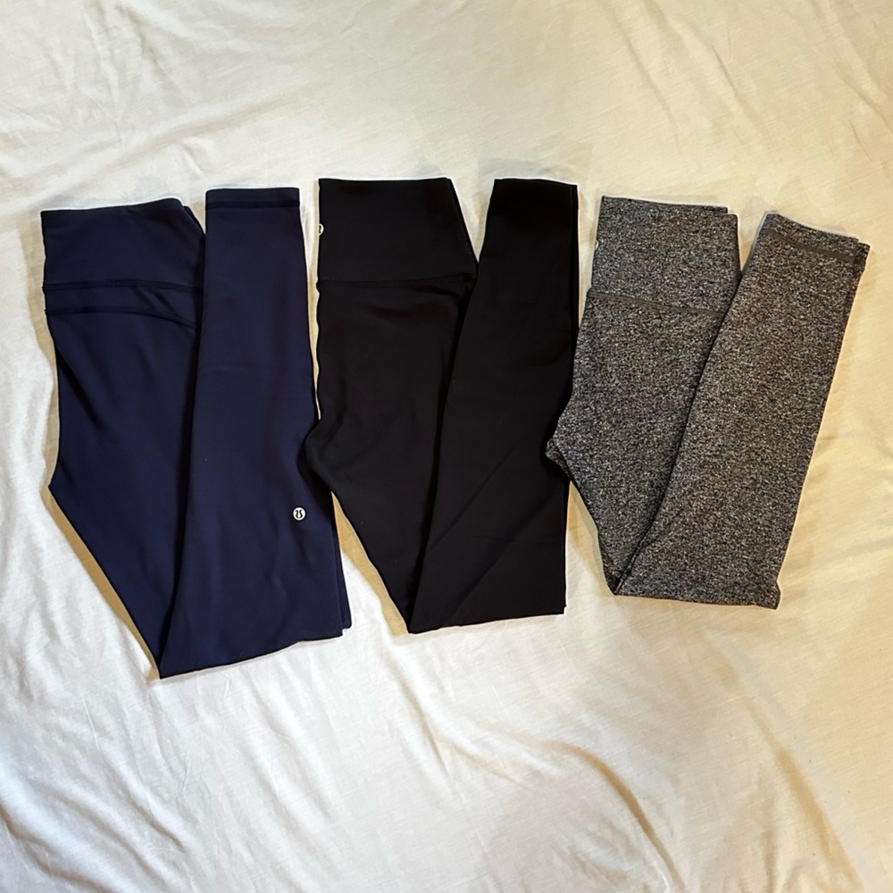 lululemon athletica Trio Leggings - Midnight Blue, Jet Black, Heather Gray